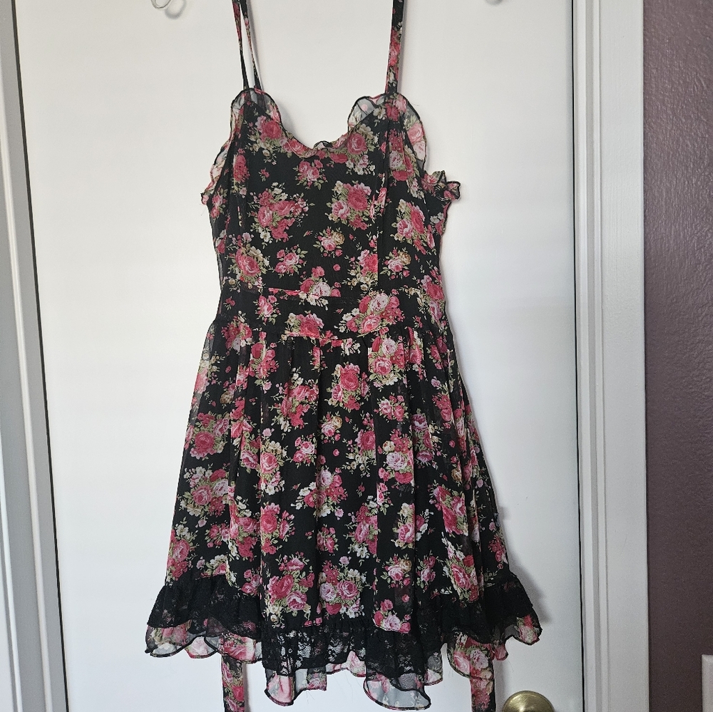 TRIPP Black and Pink Floral dress
